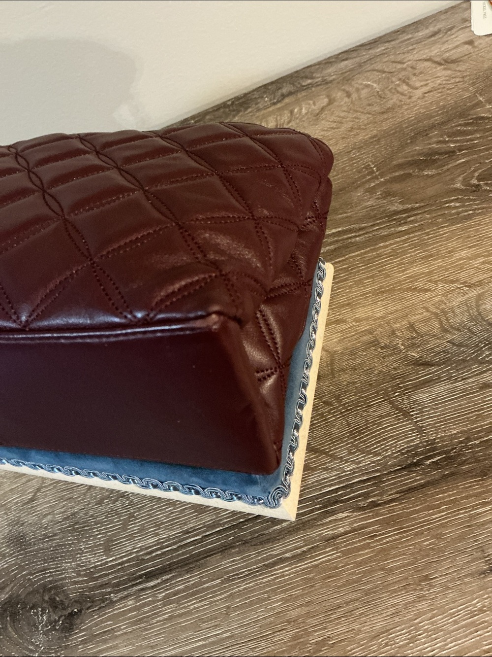 kate spade Natalia Quilted Burgundy Leather Shoulder Bag EUC Wallet match NWT - Picture 11 of 16